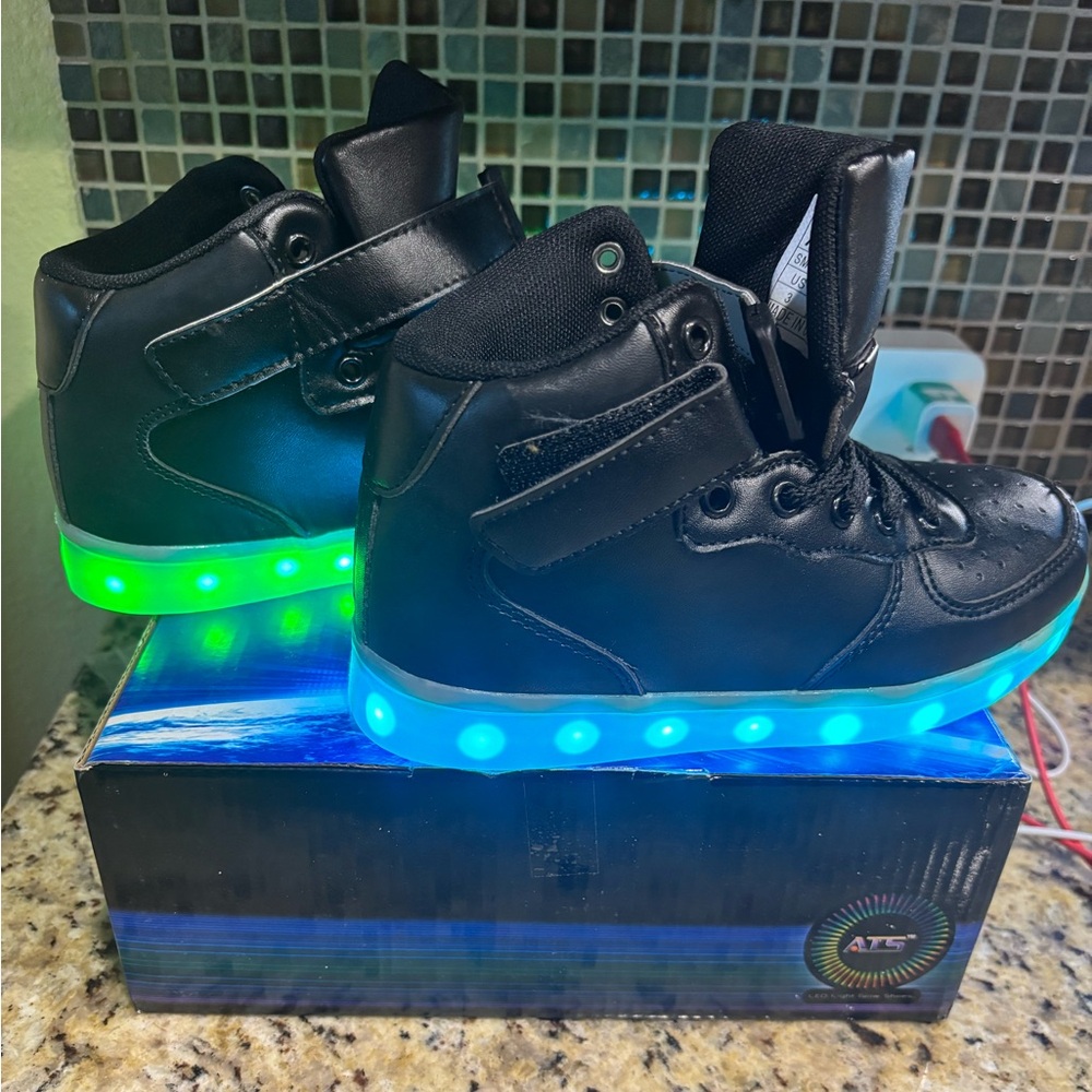 Kids LED Light-Up Black Sneakers